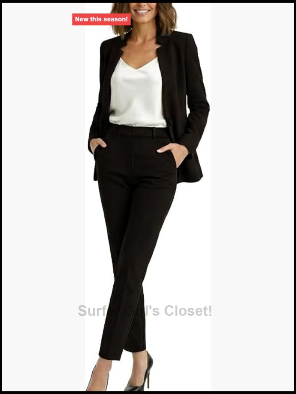 Professional 2 Piece Pant Suit Set Womens Blazer Pants Business Work Wear